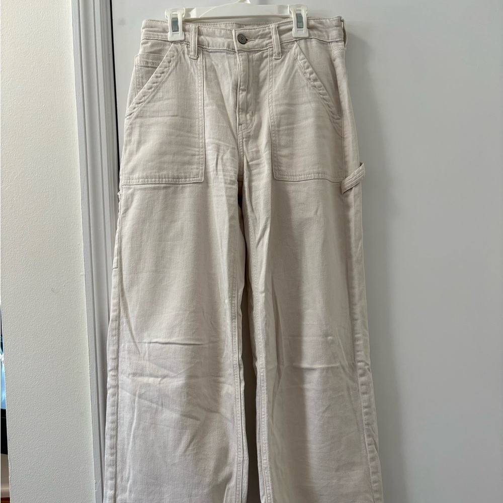 Cream Wide-Leg Pants